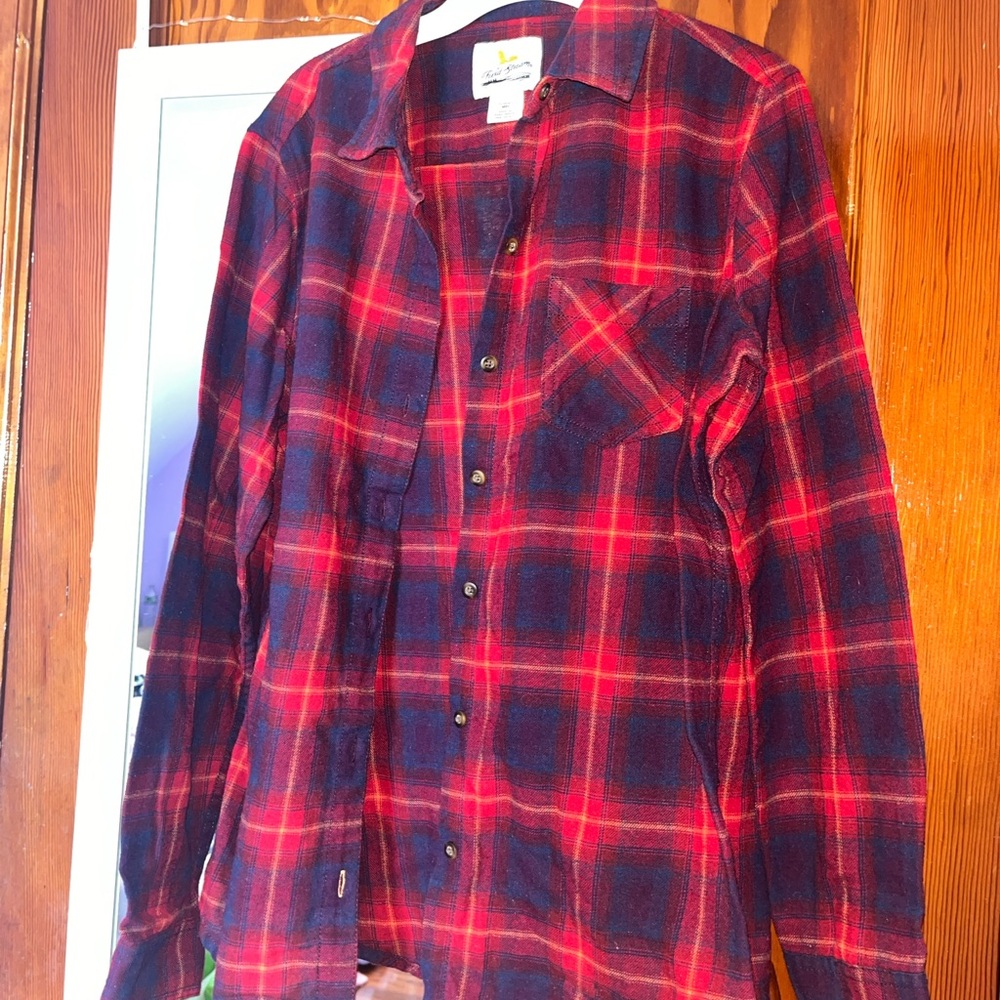 Blue and Red button up flannel jacket